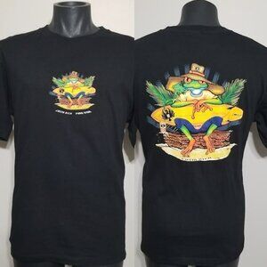 Vtg Imperial Beer Costa Rica Surfing Frog T-Shirt L Pura Vida EUC Double Sided